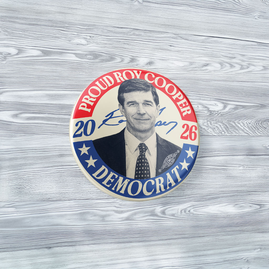 Roy Cooper 2026 Proud Democrat Round Badge Pin