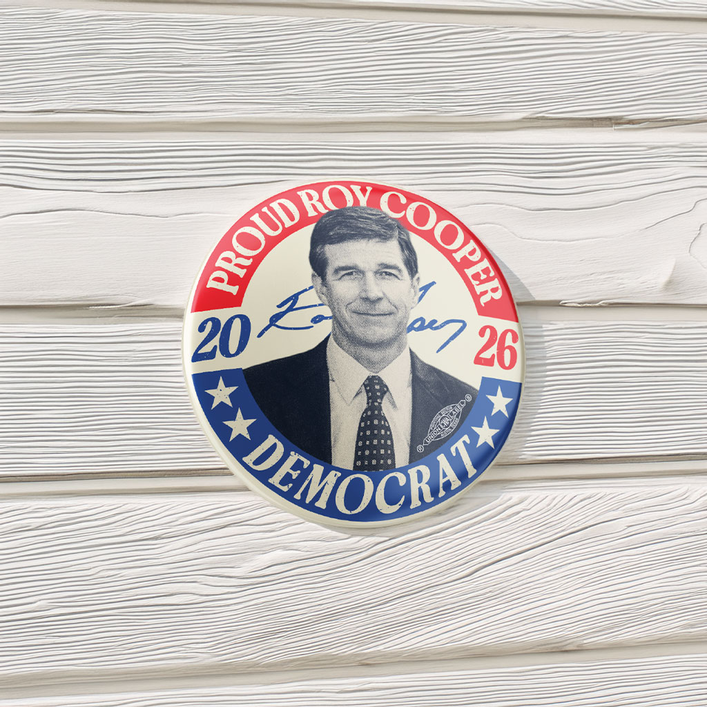 Roy Cooper 2026 Proud Democrat Round Badge Pin