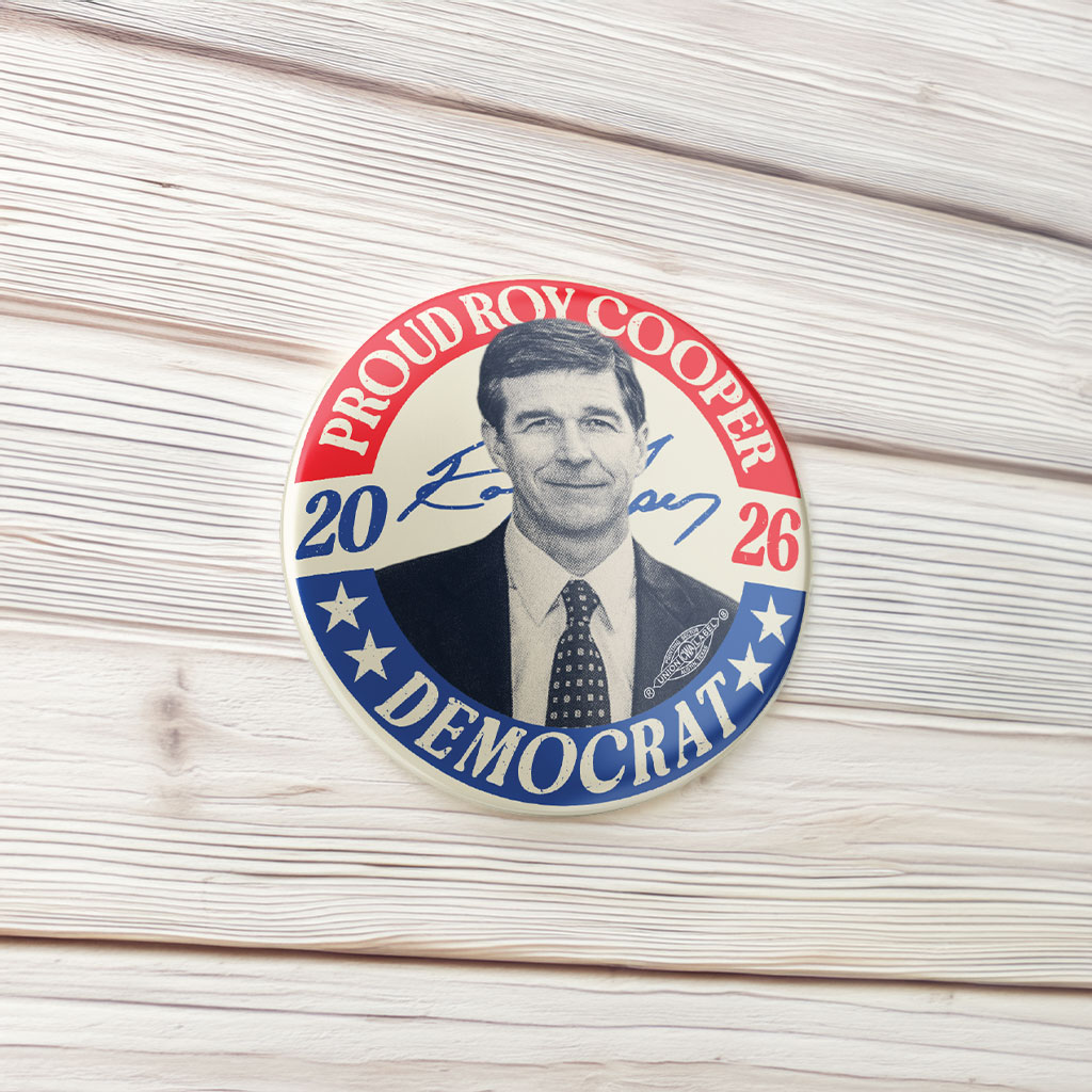 Roy Cooper 2026 Proud Democrat Round Badge Pin